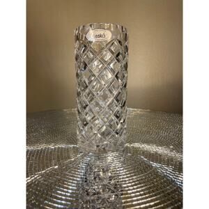 vintage ceska vase cylinder 7"  Crystal